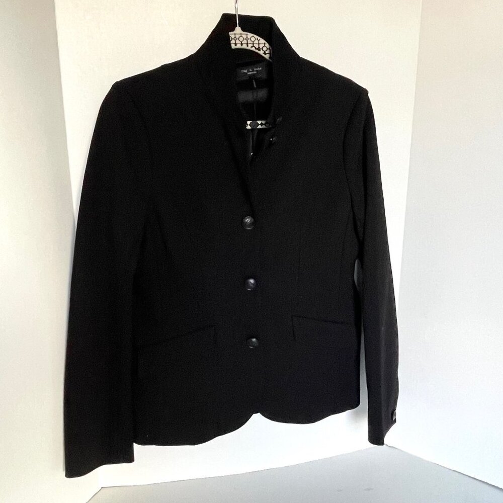 Rag & Bone Sadie Ponte Blazer Black Tailored Stretch Jacket Size 8 - Picture 6 of 16